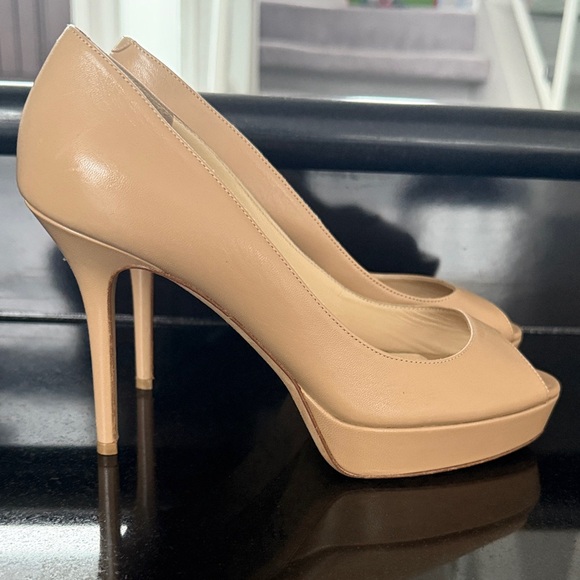 Jimmy Choo Beige Peep Toe Heels
